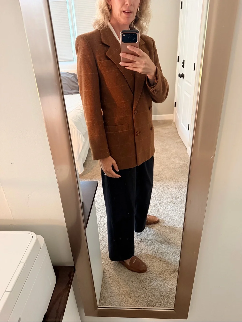 Christian Dior Vintage Double Breasted Women’s Camel Wool Jacket Blazer Size 8